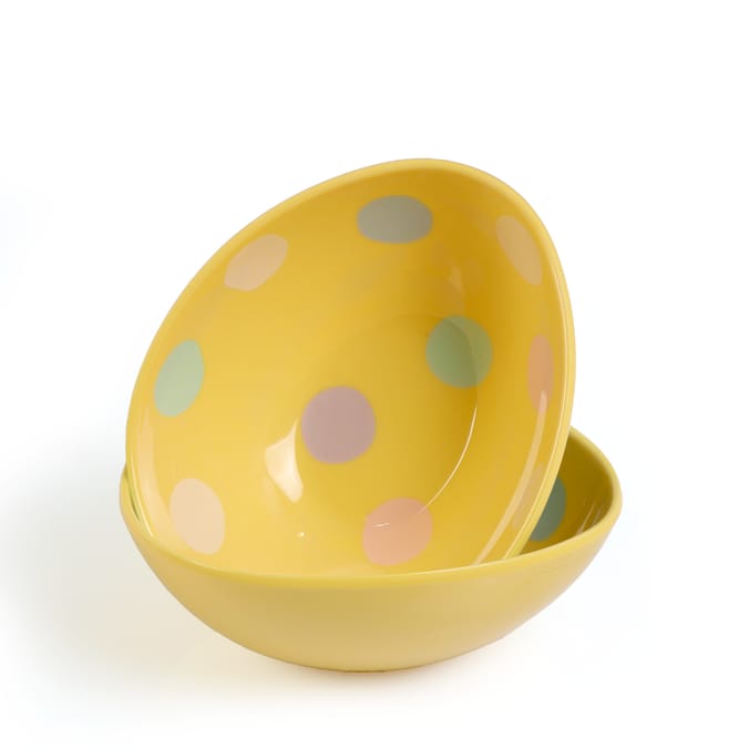 Hoppy Easter Melamine Egg Shaped Bowl - Yellow x2