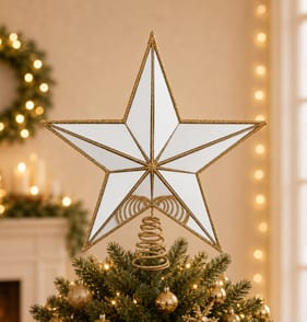 Festive Feeling Mirror Star Tree Topper - Gold