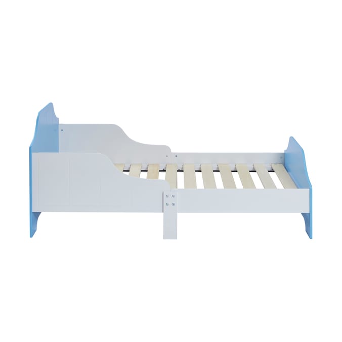 Liberty House Toys Two Tone Toddler Bed and 9 Bin Storage Unit Set - White & Blue