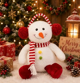 Sleigh Bells Snowman With Ear Warmers Plush