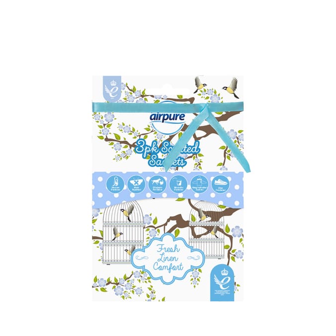 Air Pure Scented Sachet 3 Pack - Fresh Linen Comfort