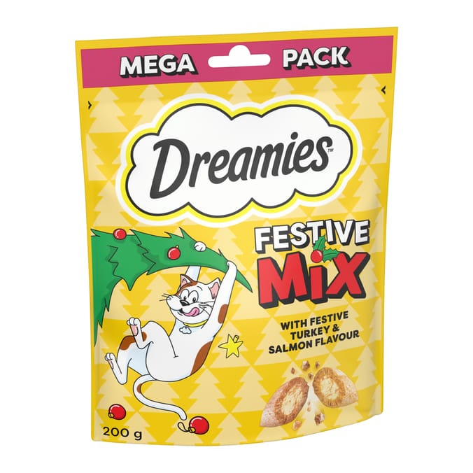 Dreamies Cat Treat Christmas Biscuit Mix 200g - Turkey & Salmon