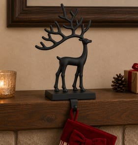 Festive Feeling Christmas Reindeer Stocking Holder - Black