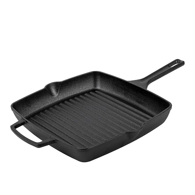Prestige Nadiya Black Square Cast Iron Grill Pan with Pouring Lips 27cm