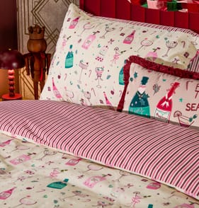 The Lifestyle Edit Christmas Cocktail Print Duvet Set 