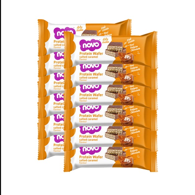 Novo Protein Wafer Salted Caramel Flavour 40g x 12 Home Bargains