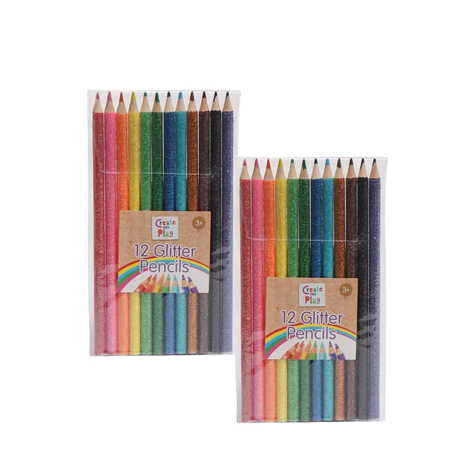 Create And Play 12 Glitter Coloured Pencils x2