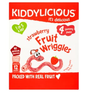 Kiddylicious Fruit Wriggles Strawberry Infant Snack 12 Months+ 4 Pack 48g