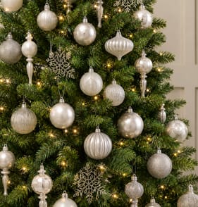 Frosted Spirit Christmas Baubles 50 Pack - Silver