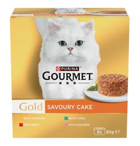 Gourmet Gold Savoury Cake Wet Cat Food 8 x 85g - Meat and Fish Variety