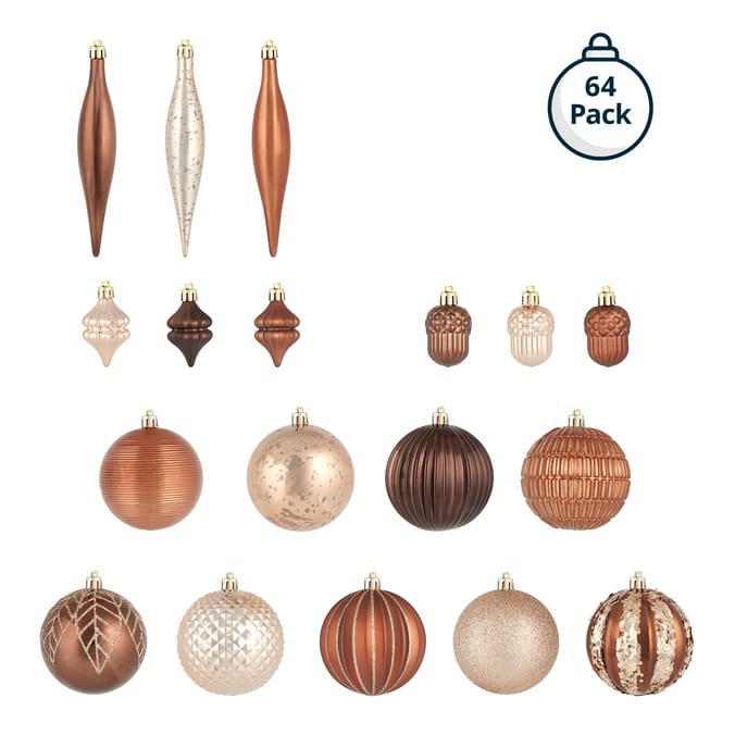 Festive Feeling Alpine Woods Christmas Bauble Mix Set 64 Pack