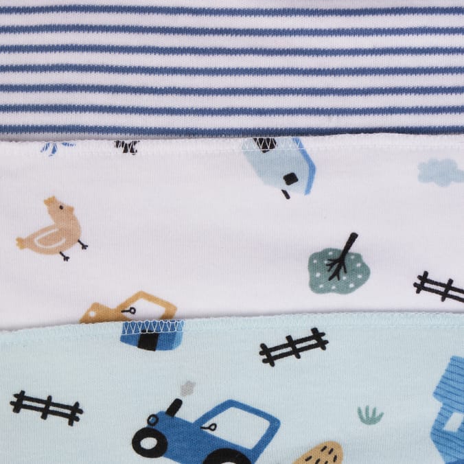 Pure Baby Bandana Bib 3 Pack - Blue