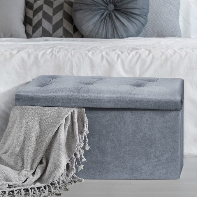 Home Collections Large Poly Linen Ottoman - Dark Grey