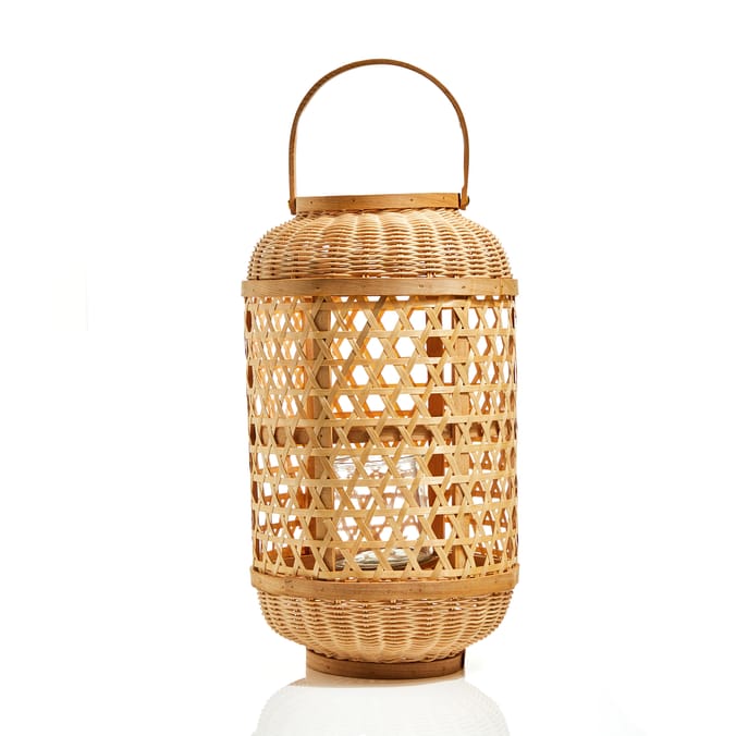 The Lifestyle Edit Bamboo Lantern LED Candle Holder