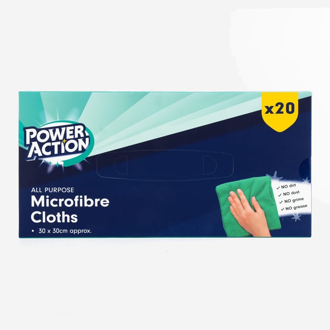 Power Action All Purpose Microfibre Cloth 20 Pack