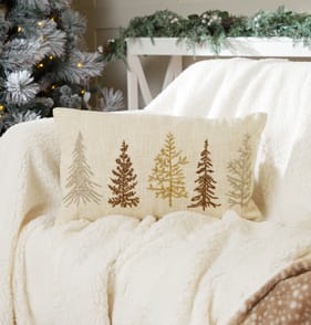 Winter Luxe Beaded Tree Cushion