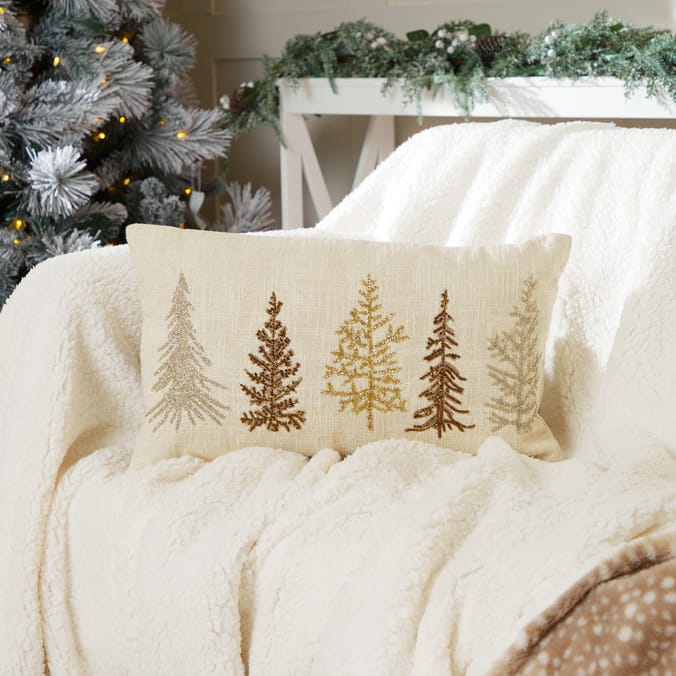 Winter Luxe Beaded Tree Cushion