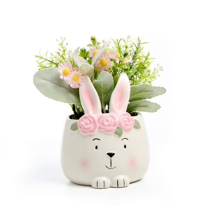 Hoppy Easter Ceramic Bunny Foliage