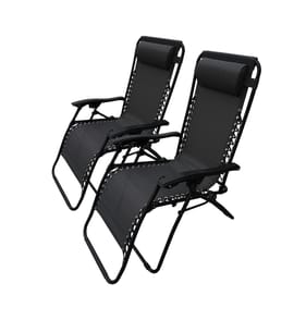 The Outdoor Living Collection Zero Gravity Reclining Chair Set - Black