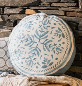 The Lifestyle Edit Coastal Retreat Round Floor Cushion - Blue