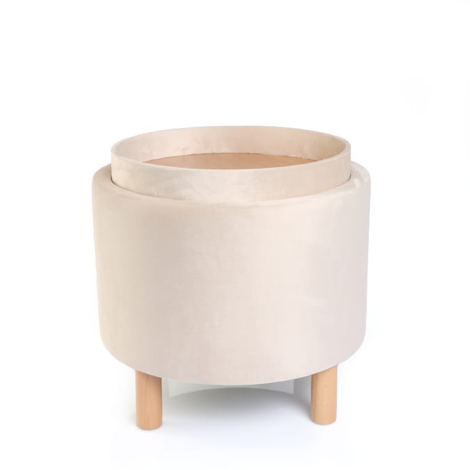 Home Collections Velvet Storage Stool With Tray