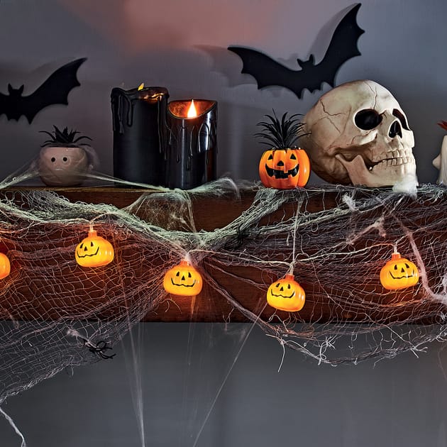 Haunted House 8 LED String Lights Pumpkin Home Bargains