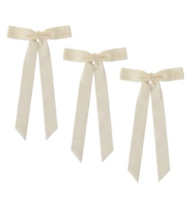 Winter Luxe Velvet Long Tail Bow 3 Pack - Cream