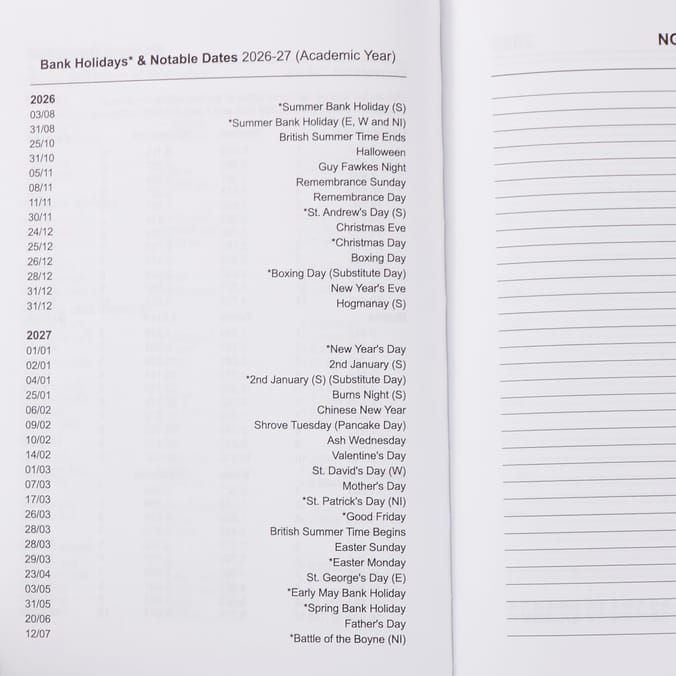 Academic Diary 2026-2027