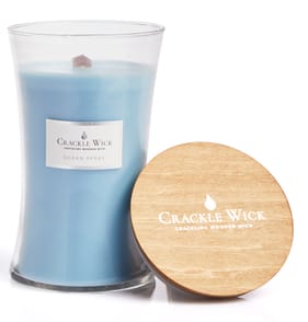 Crackle Wick Tall Hourglass Crackling Wooden Wick Scented Candle - Ocean Spray