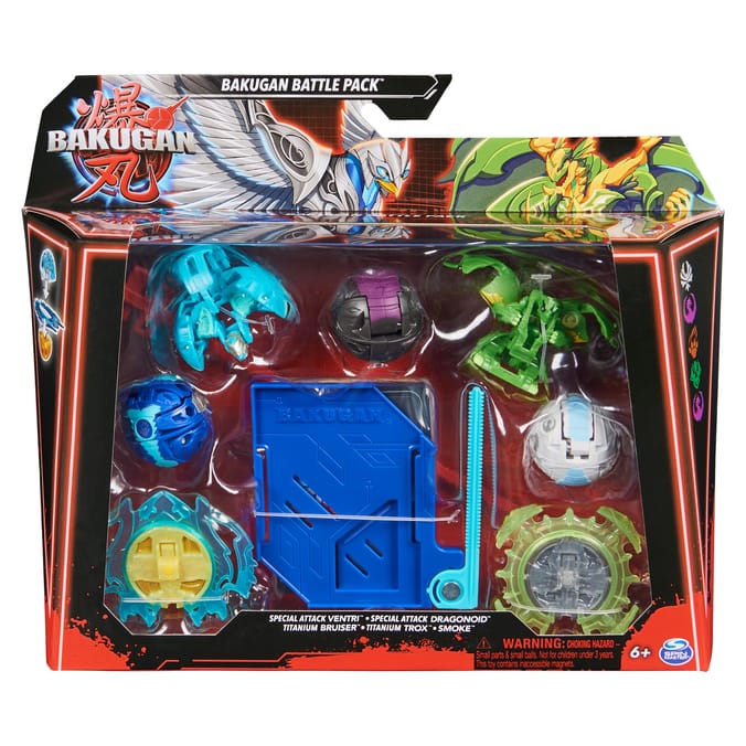 Bakugan Battle 5-Pack Action Figure Set - Special Attack Ventri, Special Attack Dragonoid, Titanium Bruiser, Titanium Trox, Smoke