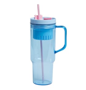 Hydrate 40oz Fruit Infuser Tumbler - Blue With Pink Straw