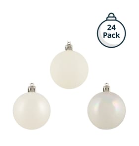 Festive Feeling 4cm Christmas Baubles 24 Pack - White