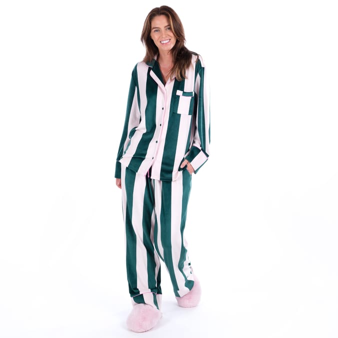 Originals Ladies Pink & Green Striped Pyjamas
