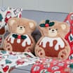 Sleigh Bells Christmas Pudding Bear Cushion - Boy 