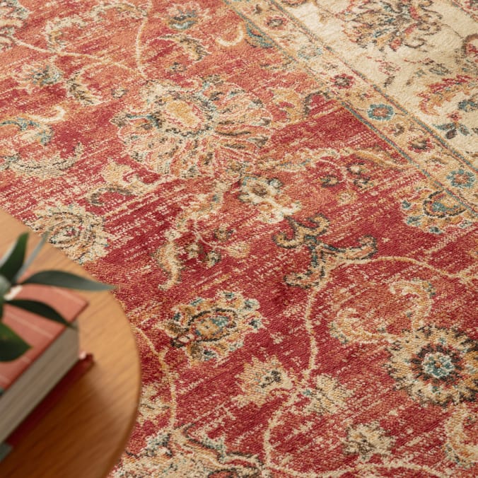 Asiatic Raja Border Runner RA06 - Red/Cream