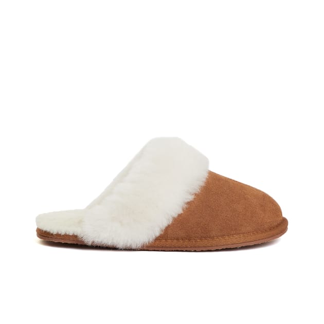 Snugglers by Totes Women's Suede Slippers with Sheepskin | Home Bargains
