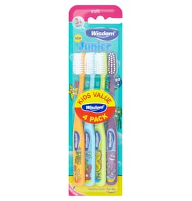Wisdom Junior Soft Toothbrush 3+ Years 4 Pack