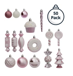 Festive Feeling Candy Bauble Set 50 Pack - Pink