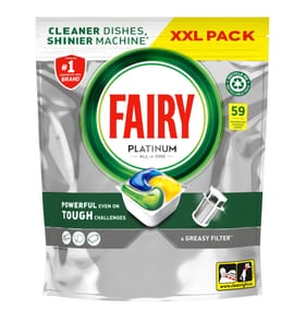 Fairy Platinum All In One Dishwasher Tablets Lemon 59 Tablets