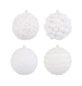 Frosted Spirit 10cm Textured Christmas Bauble 4 Pack