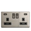 Pifco 13A Black Nickel Double USB Socket