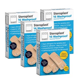  Steroplast 16 Waterproof Assorted Plasters x4