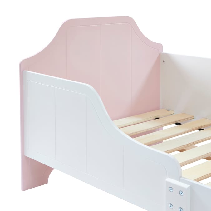 Liberty House Toys Two Tone Toddler Bed and 9 Bin Storage Unit Set - White & Pink