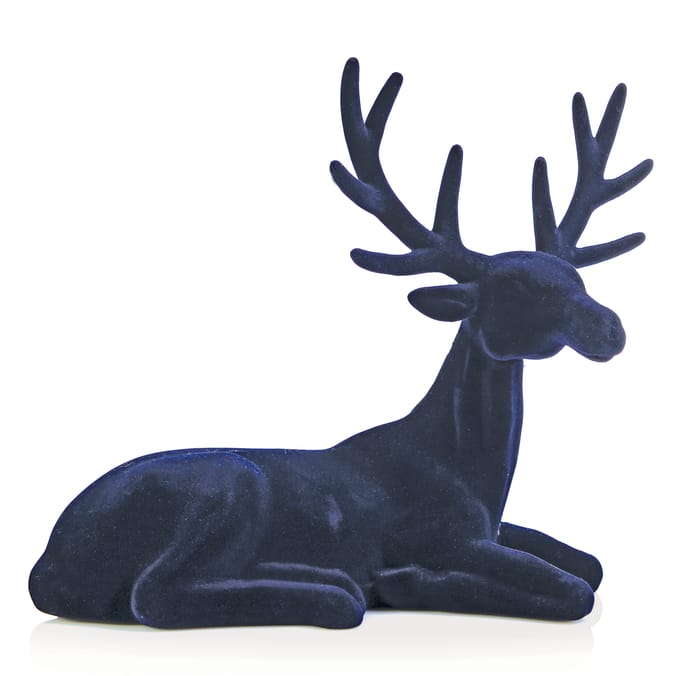 Elegance Sitting Flocked Reindeer