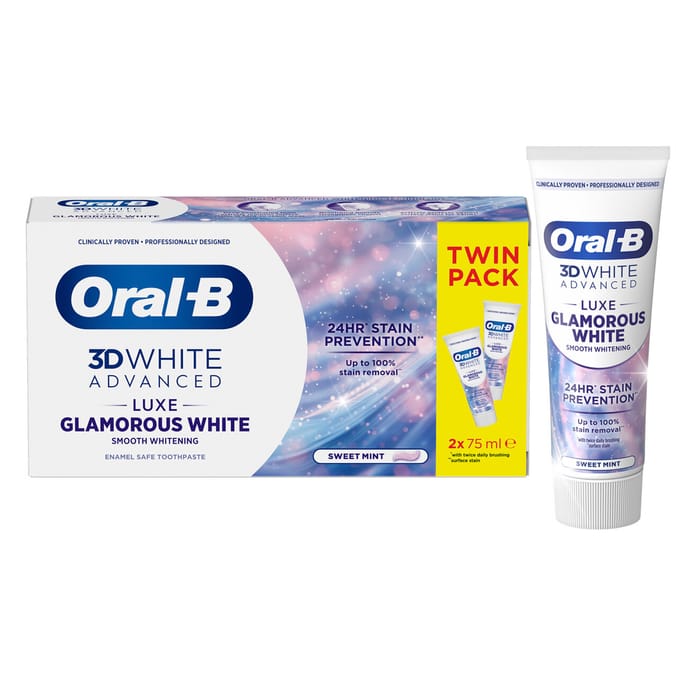Oral-B Luxe Glamorous White Toothpaste Twin Pack 2x75ml 