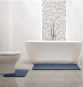 Home Collections Memory Foam Bath & Pedestal Mats - Blue 