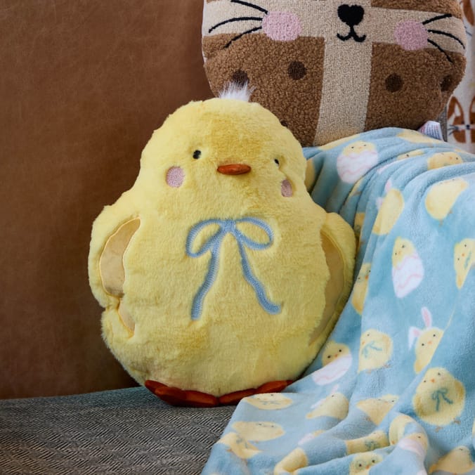 Happy Easter Novelty Chick Cushion - Bow