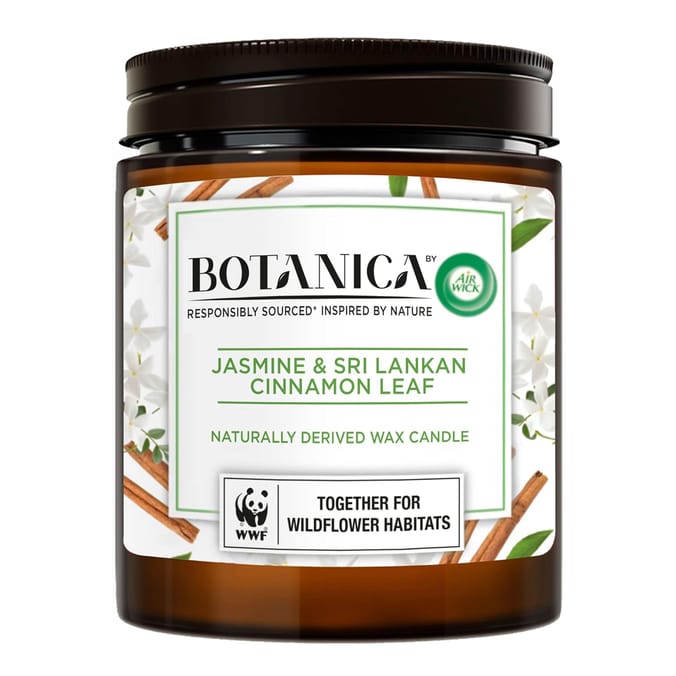 Airwick Botanica Candle 205g -  Jasmine and Sri Lankan Cinnamon Leaf 