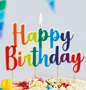 Let's Party Rainbow Happy Birthday Candle Topper