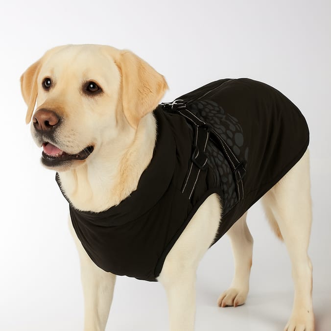 My Pets Dog Coat with Adjustable Harness Black